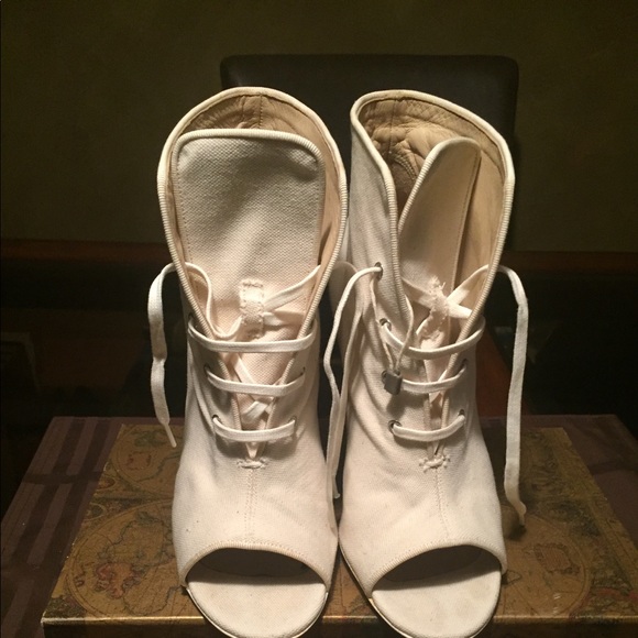 COPY - Off-White Canvas Leather Sole Sneaker Boots - Picture 1 of 5